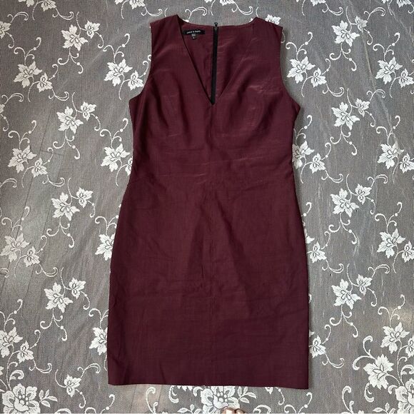 Judith & Charles Plum Sleeveless V-Neck Linen Blend Sheath Dress Sz 12 - Picture 6 of 13